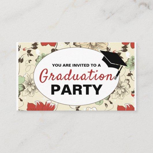Chic Floral Cap, Graduation Party Ticket Invite