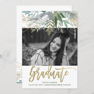 Chic Foliage | Photo Graduation Party Invitation