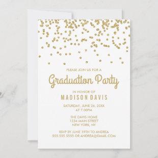 Chic Gold Glitter Confetti Graduation Party Invitation