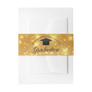 Chic Gold Sparkle 2024 Custom Graduation Party Invitation Belly Band