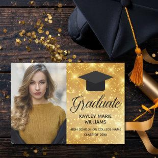 Chic Gold Sparkle Graduate Photo 2024 Graduation Announcement