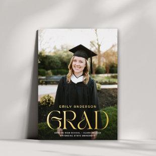 Chic Gold Type Grad Photo Graduation Announcement