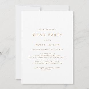 Chic Gold Typography Grad Party Invitation