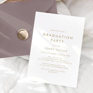 Chic Gold Typography Graduation Party Invitation