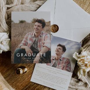 Chic Gold Typography Message and Photo Graduation Announcement