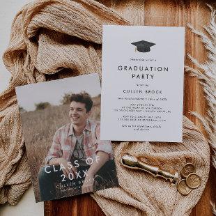 Chic Grad Cap Class of 2024 Photo Graduation Party Invitation