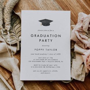 Chic Grad Cap Graduation Party Invitation