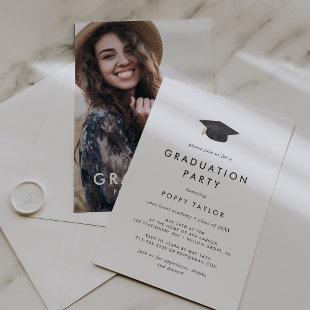 Chic Grad Cap Photo Graduation Party Invitation