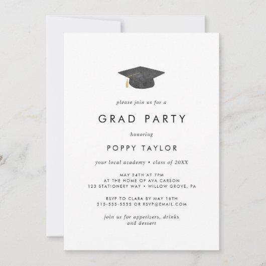 Chic Graduation Cap Grad Party Invitation
