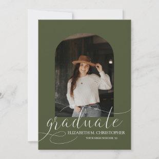 Chic Green Arch 5 Photo Collage Graduation Announcement