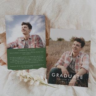 Chic Green Message and Photo Graduation Announcement