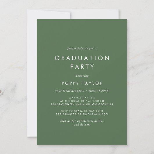Chic Green Photo Graduation Party Invitation