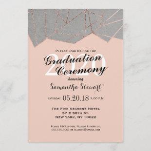 Chic Modern Rose Gold Geo Graduation Ceremony Invitation