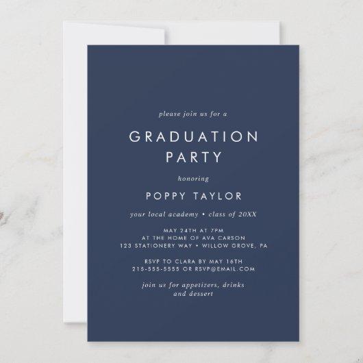 Chic Navy Blue Photo Graduation Party Invitation