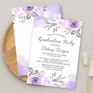 Chic Pastel Purple Rose Garden Graduation Party Invitation