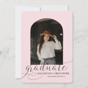 Chic Pink Arch 5 Photo Collage Graduation Announcement