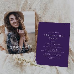 Chic Purple Photo Graduation Party Invitation