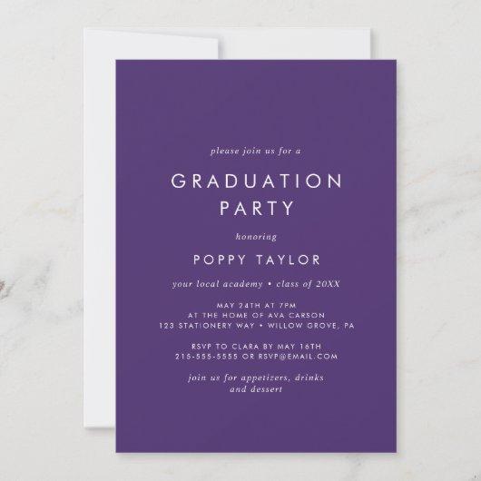 Chic Purple Photo Graduation Party Invitation