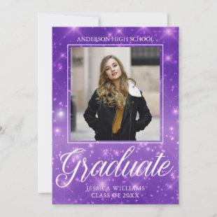 Chic Purple Sparkle Graduate Photo 2024 Graduation Announcement