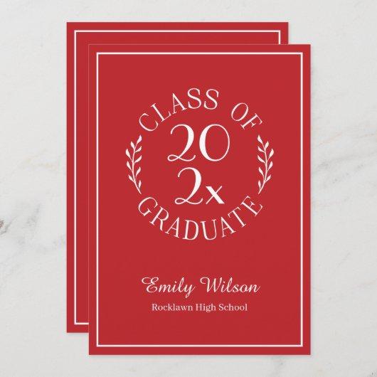 Chic Red Class Of Typography Graduation Party Invitation