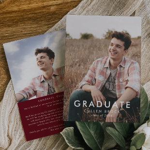 Chic Red Message and Photo Graduation Announcement