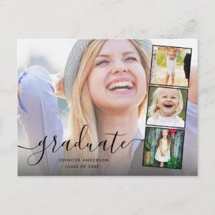 Chic Script 4 Photo Collage Graduation Invite