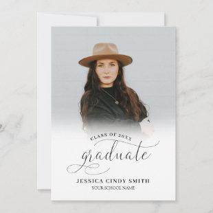 Chic Script Graduate 5 Photo Collage Graduation Announcement