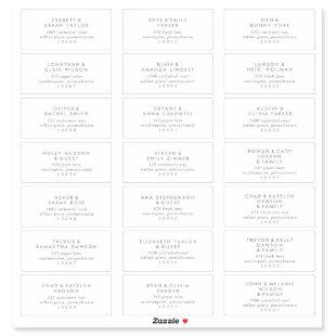 Chic Silver Typography Wedding Guest Address Label