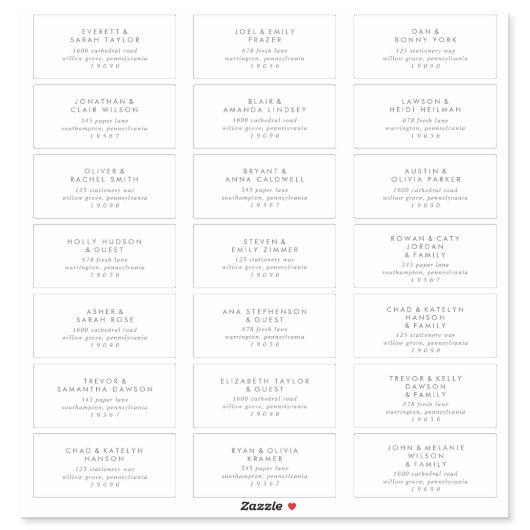 Chic Silver Typography Wedding Guest Address Label