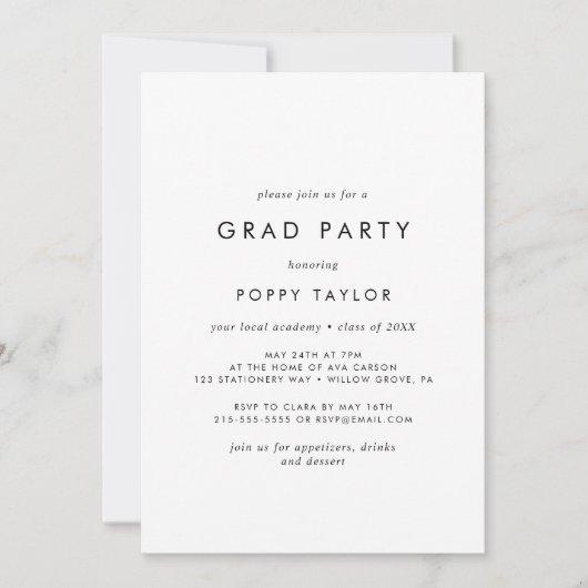 Chic Typography Grad Party Invitation