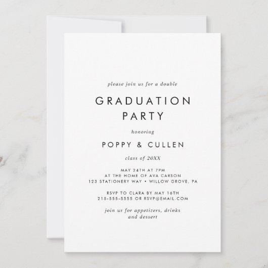 Chic Typography Photo Double Graduation Party Invitation