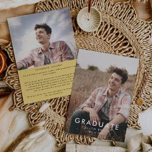 Chic Yellow Message and Photo Graduation Announcement