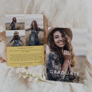 Chic Yellow Message Photo Collage Graduation Announcement
