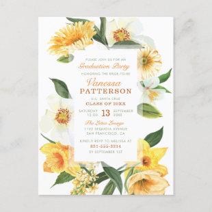 Chic Yellow Spring Anemones Botanical Graduation Invitation Postcard