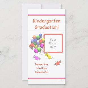Chick and Balloons Kindergarten Graduation Announcement