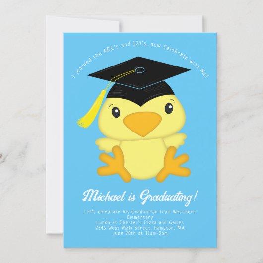 Chick Kid Kindergarten Elementary Graduation Party Invitation