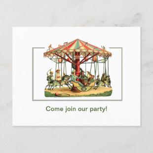 Children's merry-go-round party invitation