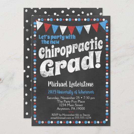 Chiropractic Graduation Party Invitation Red Blue