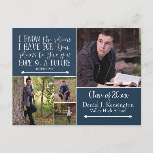 Christian Bible Verse Photo Graduation Collage Announcement Postcard