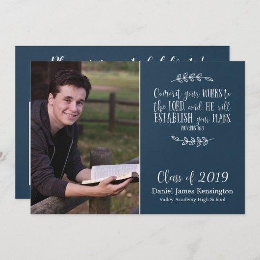 Christian Bible Verse Typography Graduation Photo Invitation