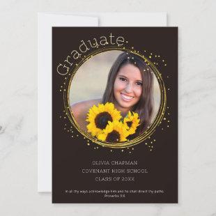 Christian Gold Round Frame Photo Announcement Card
