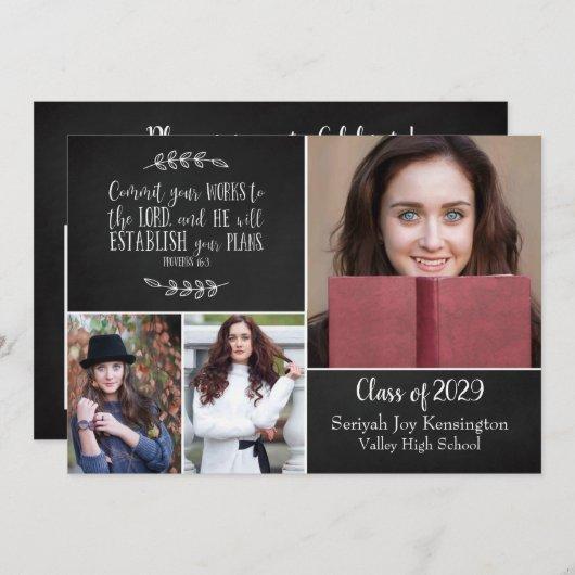 Christian Graduation Bible Verse Photo Collage Invitation