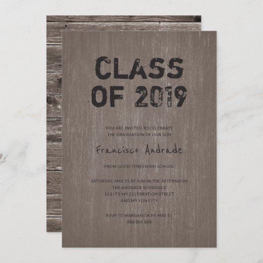 Class 2019 Graduation Party Guy Rustic High School Invitation