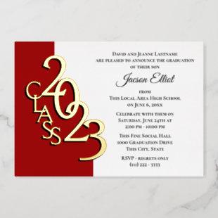 Class 2023 Graduation Red and Gold Foil Foil Invitation