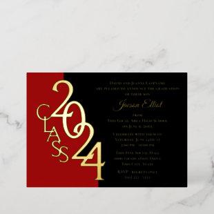 Class 2024 Graduation Red and Gold Foil Foil Invitation