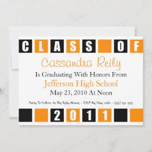 Class Of 2011 Invitation (Black / Orange Boxes)