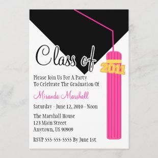 Class Of 2011 Tassel Graduation Invitation (Pink)