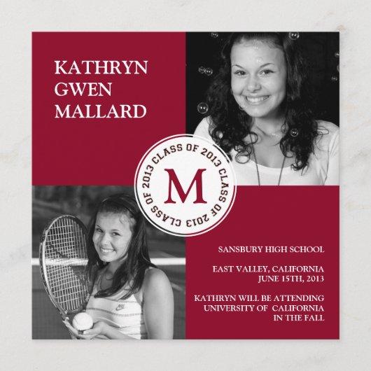 Class of 2013 graduation announcement maroon red