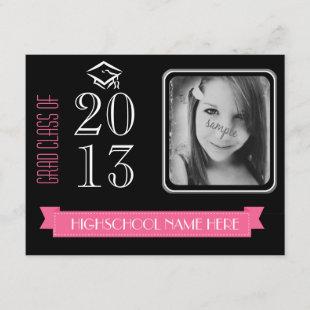 Class of 2013 Pink and Black Photo Grad Invitation