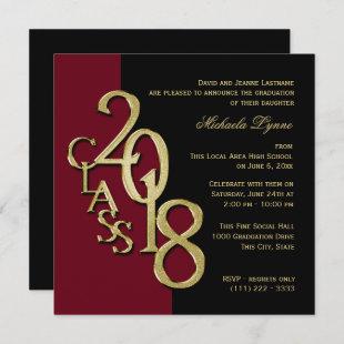 Class of 2018 Grad Burgundy and Gold Invitation